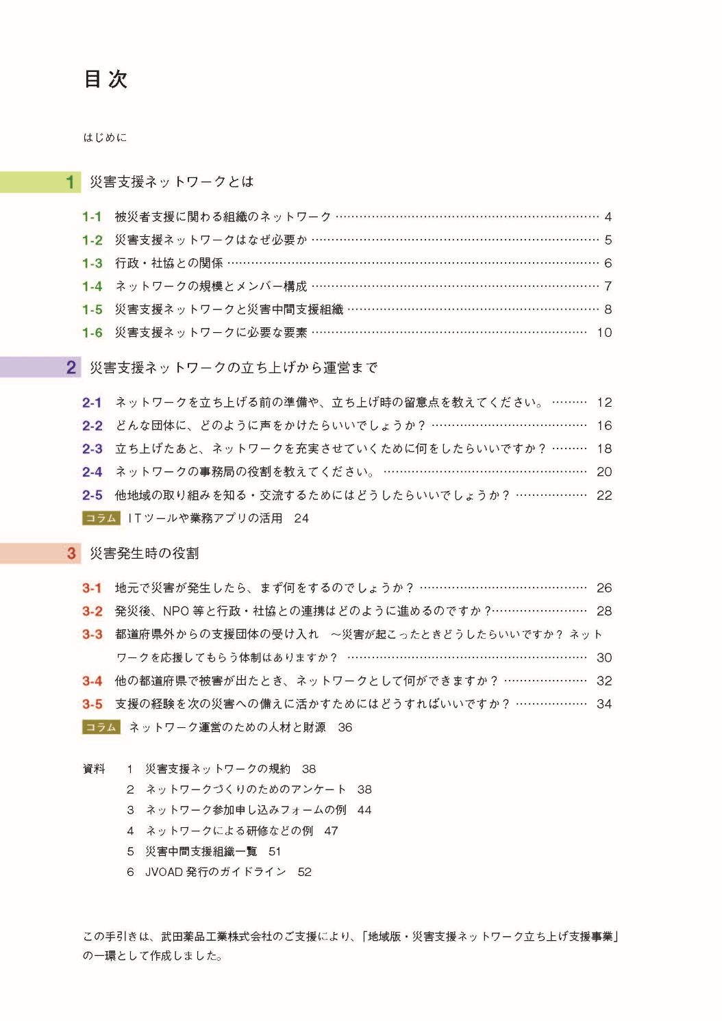 災害支援ネットワークの手引き 目次